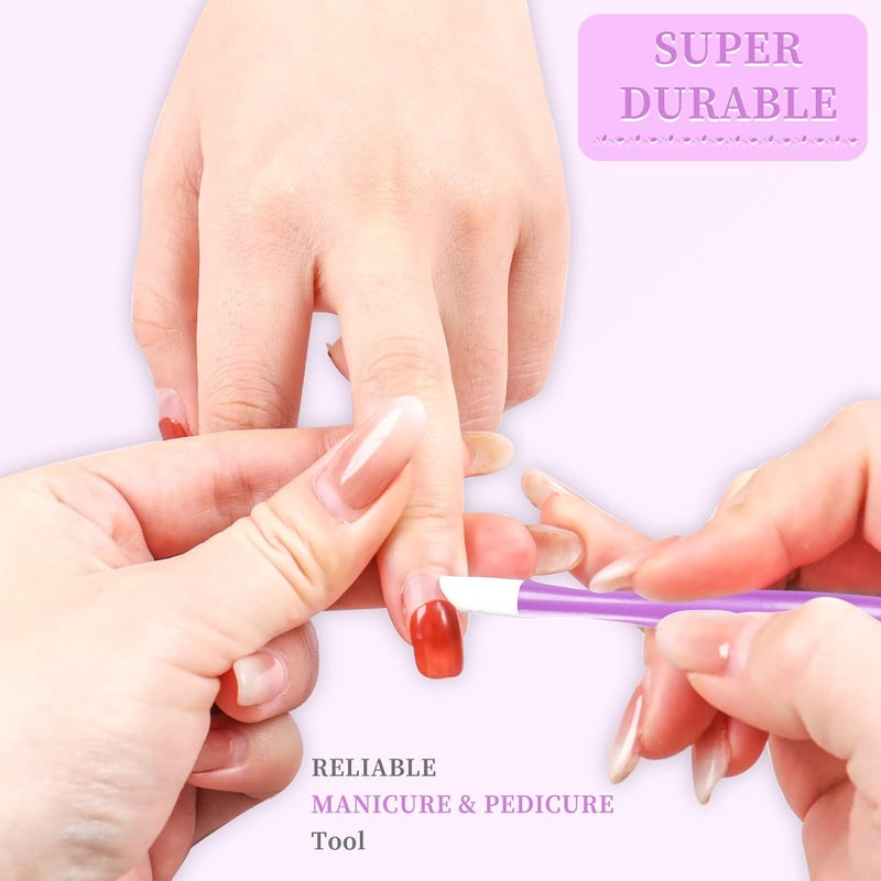 heemeei 50Pcs Nail Cuticle Trimmer Rubber Nail Cleaner, Plastic Handle Cuticle Knife, Double End Nail Dead Skin Fork Cuticle Pusher Bulk Nail Art Cuticle Remover Tools for Girls Women and Men-Purple… - Image 4